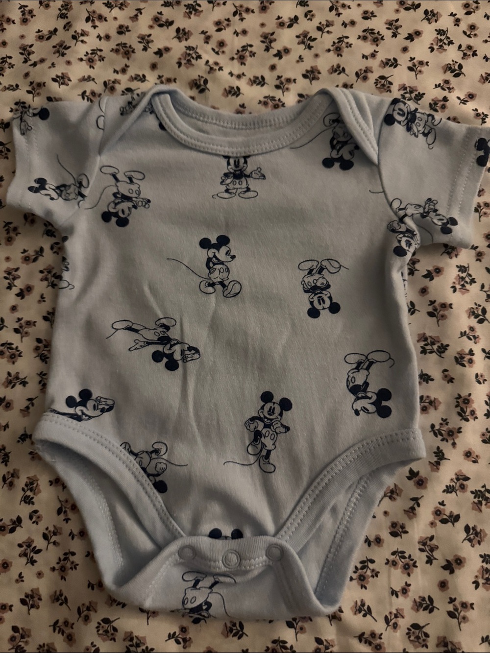 Disney Light Blue Mickey Mouse Cotton Bodysuit